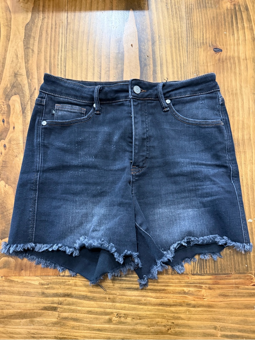 Judy Blue High-Rise Frayed Hem Women's Denim Shorts - Black
